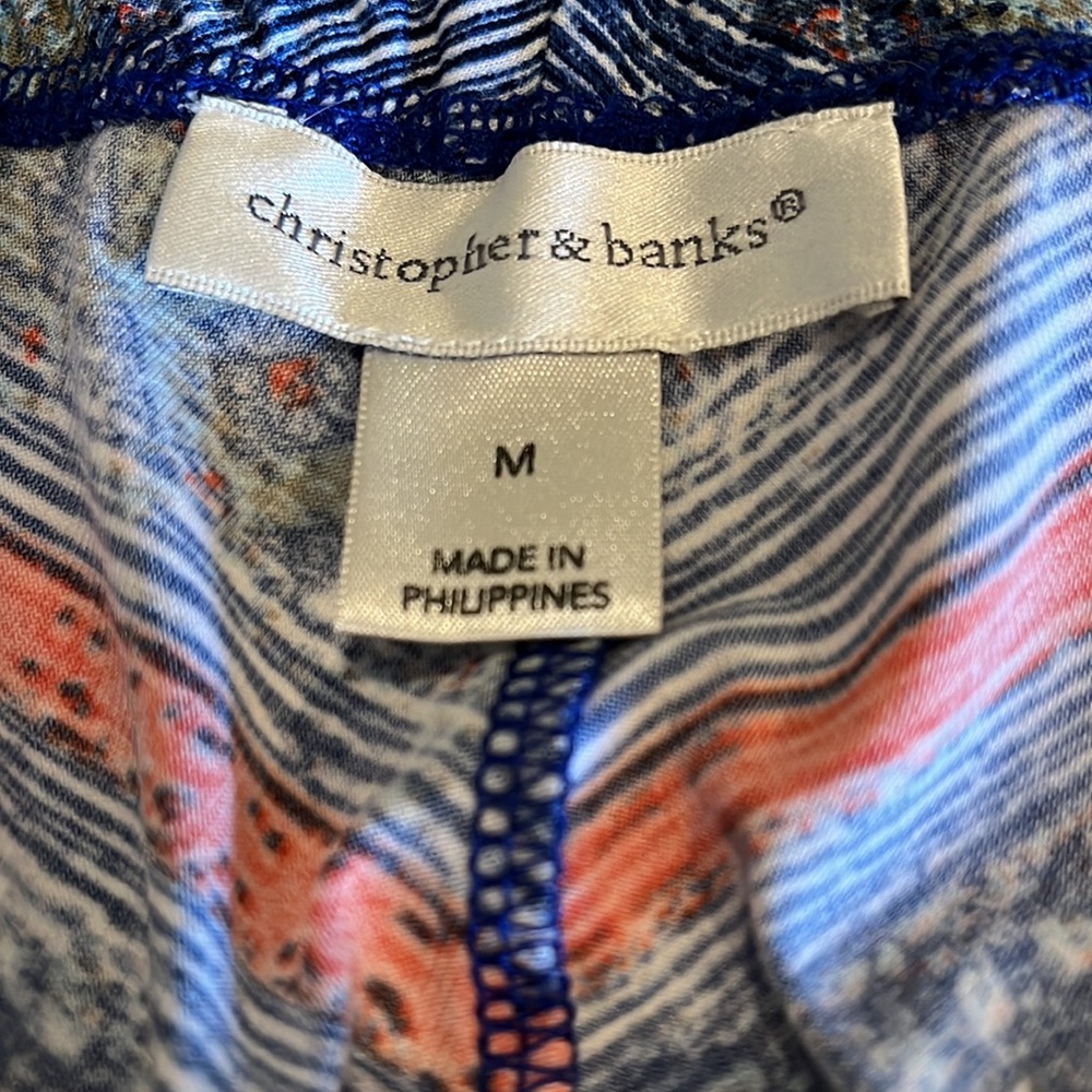 Christopher and Banks skirt,polyester/spandex,M, orange & blue pattern - Picture 2 of 3